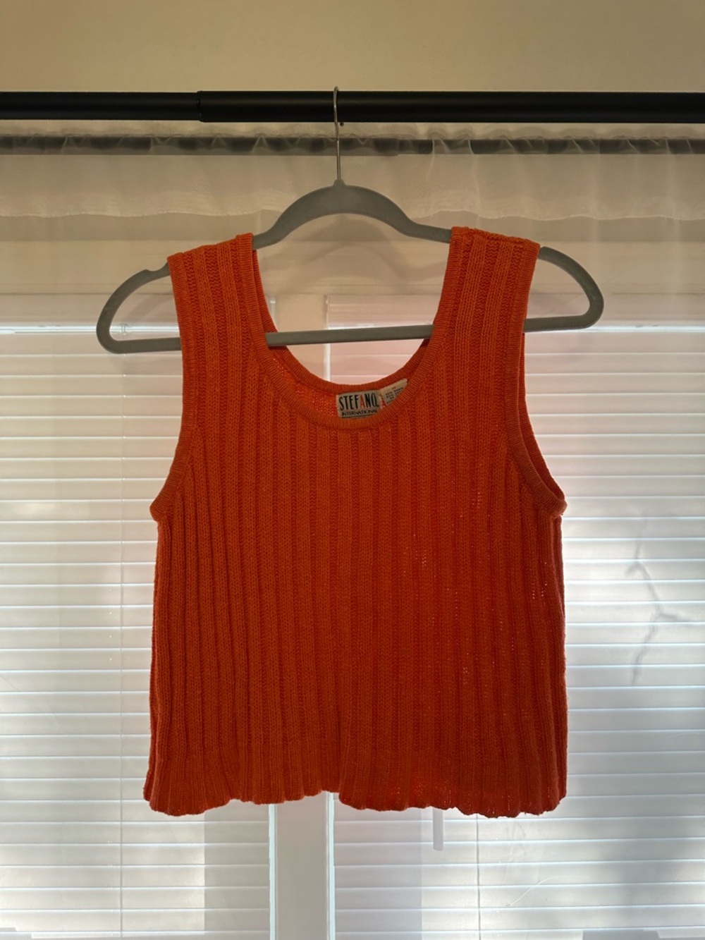 VINTAGE Stefano Internationa Orange Ribbed Knit Tank Top